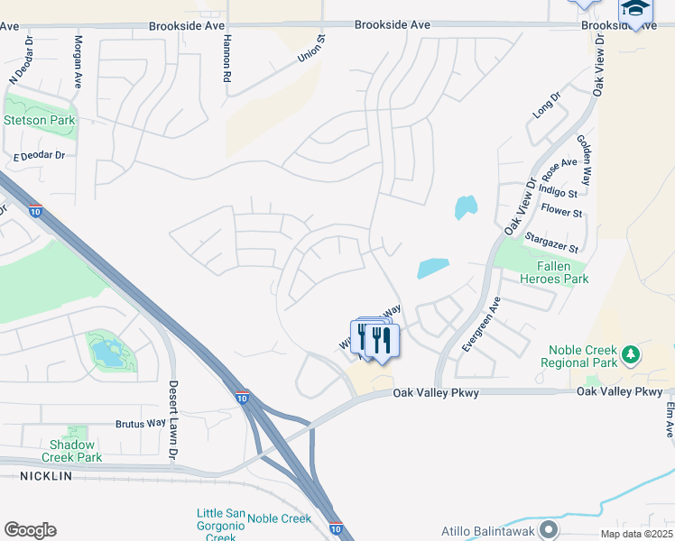 map of restaurants, bars, coffee shops, grocery stores, and more near 940 Gleneagles Road in Beaumont