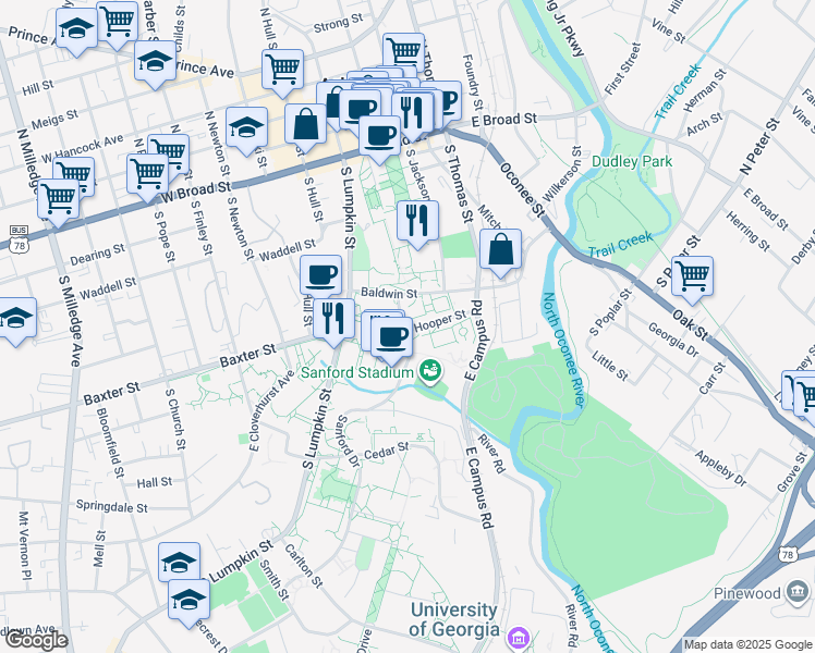 map of restaurants, bars, coffee shops, grocery stores, and more near in Athens