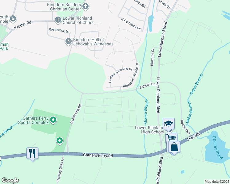 map of restaurants, bars, coffee shops, grocery stores, and more near State Highway 2089 in Richland County