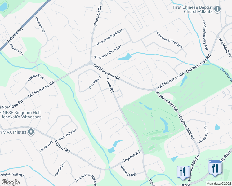 map of restaurants, bars, coffee shops, grocery stores, and more near 4663 Calumet Circle Northwest in Duluth