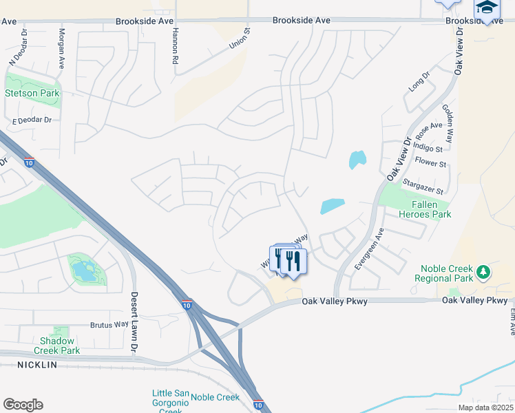 map of restaurants, bars, coffee shops, grocery stores, and more near 940 Gleneagles Road in Beaumont