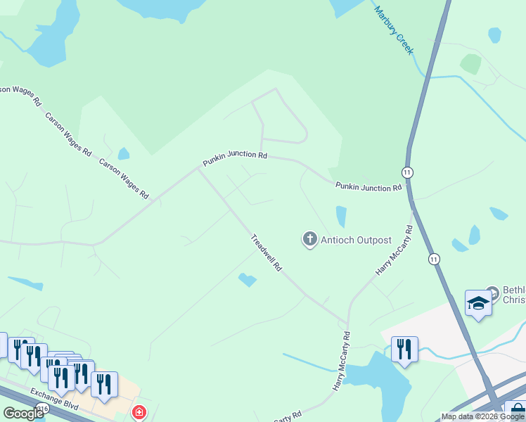 map of restaurants, bars, coffee shops, grocery stores, and more near 521 Windy Trail in Bethlehem