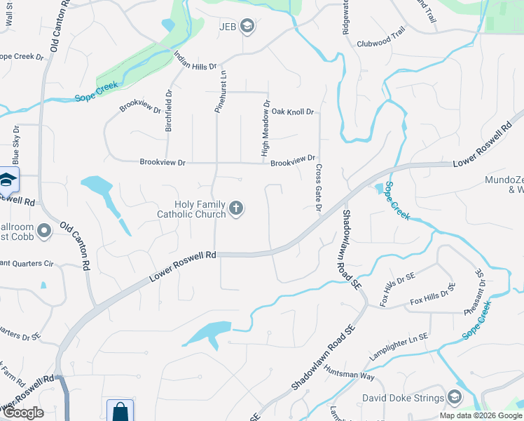 map of restaurants, bars, coffee shops, grocery stores, and more near 33 Peppertree Court Northeast in Marietta