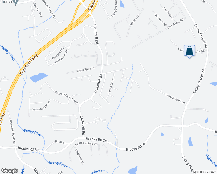 map of restaurants, bars, coffee shops, grocery stores, and more near 973 Lexus Drive Southeast in Lawrenceville