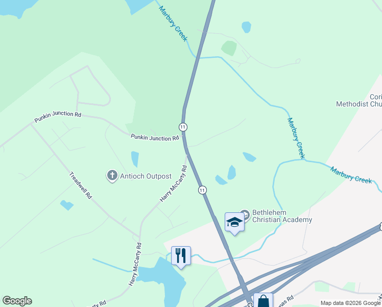 map of restaurants, bars, coffee shops, grocery stores, and more near 464 Monroe Highway in Winder
