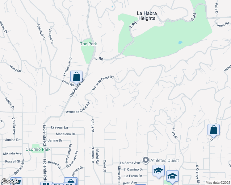 map of restaurants, bars, coffee shops, grocery stores, and more near 558 Lamat Road in La Habra Heights