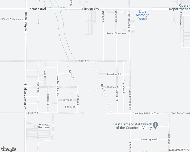 map of restaurants, bars, coffee shops, grocery stores, and more near 13253 Kay Road in Desert Hot Springs