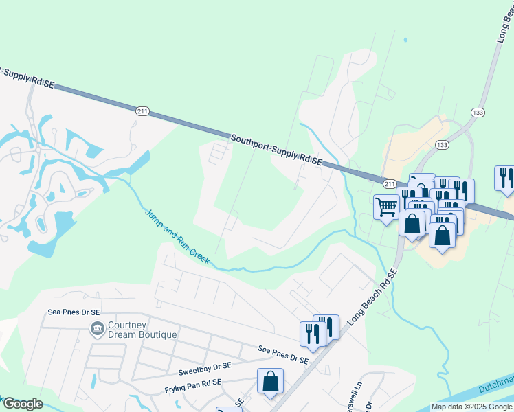 map of restaurants, bars, coffee shops, grocery stores, and more near 4673 Patrick Newton Drive Southeast in Southport