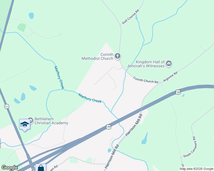 map of restaurants, bars, coffee shops, grocery stores, and more near 693 Corinth Church Road in Winder