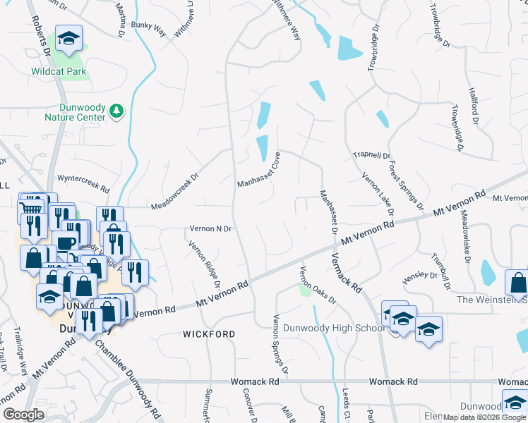map of restaurants, bars, coffee shops, grocery stores, and more near 5164 Hathburn Court in Atlanta
