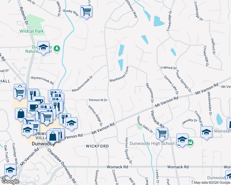 map of restaurants, bars, coffee shops, grocery stores, and more near 5164 Hathburn Court in Atlanta