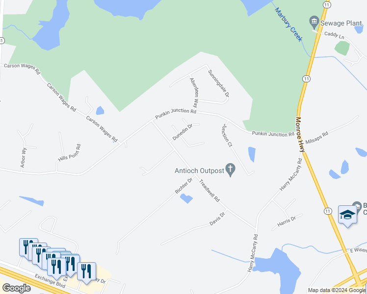 map of restaurants, bars, coffee shops, grocery stores, and more near 515 Windy Trail in Bethlehem