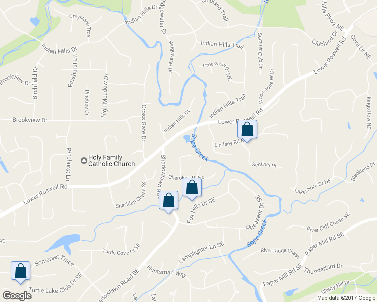 map of restaurants, bars, coffee shops, grocery stores, and more near 83 Wagon Wheel Court in Marietta