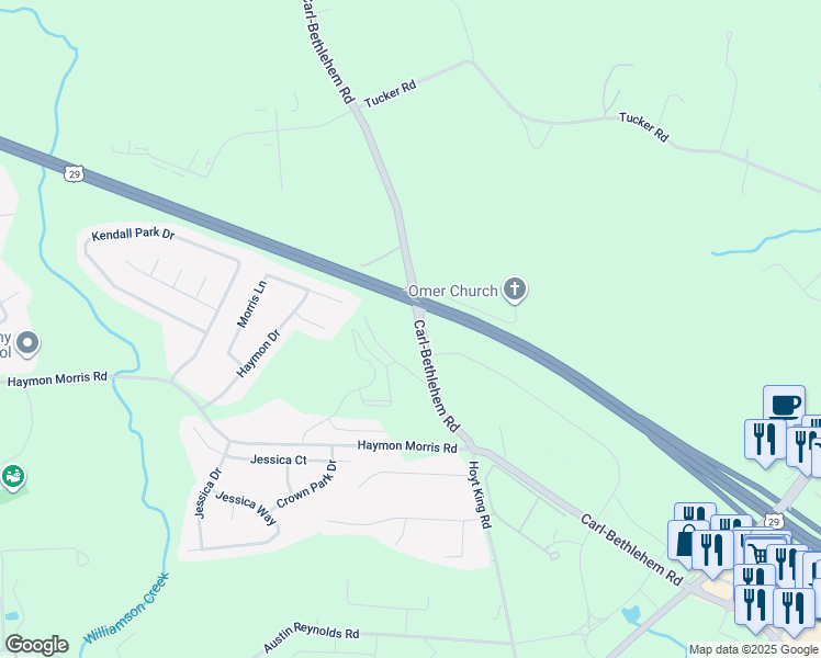 map of restaurants, bars, coffee shops, grocery stores, and more near 743 Chancey Circle in Winder
