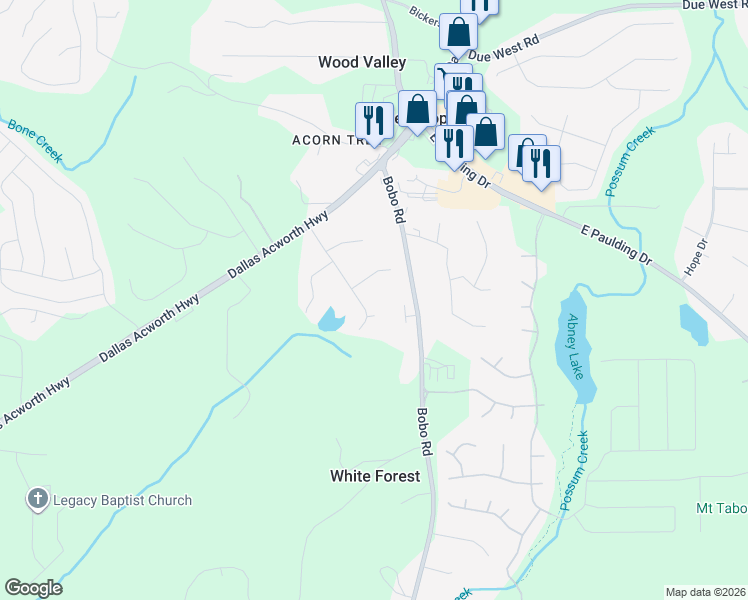 map of restaurants, bars, coffee shops, grocery stores, and more near 106 Jade Lane in Dallas