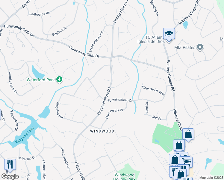 map of restaurants, bars, coffee shops, grocery stores, and more near 2615 Wood Hollow Drive in Doraville