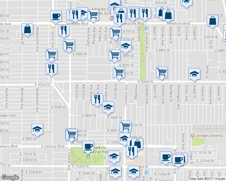map of restaurants, bars, coffee shops, grocery stores, and more near 7964 Melrose Avenue in Los Angeles