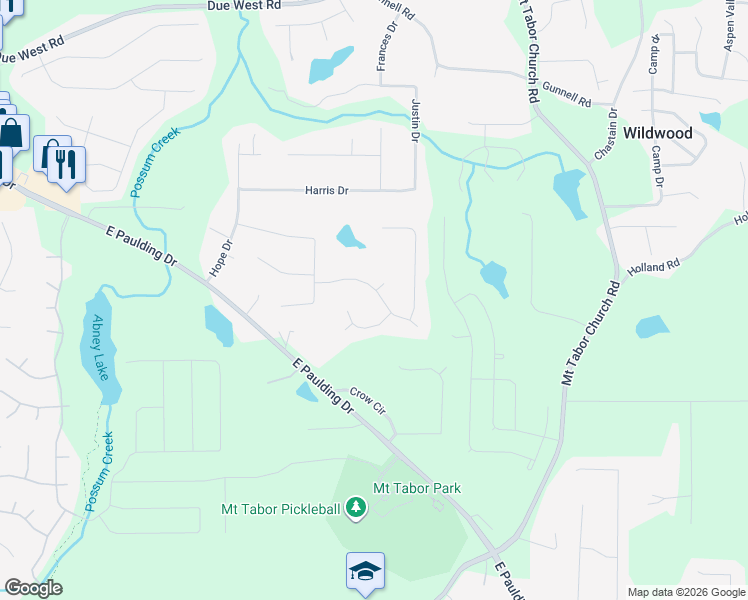 map of restaurants, bars, coffee shops, grocery stores, and more near 184 Crestwood Drive in Dallas