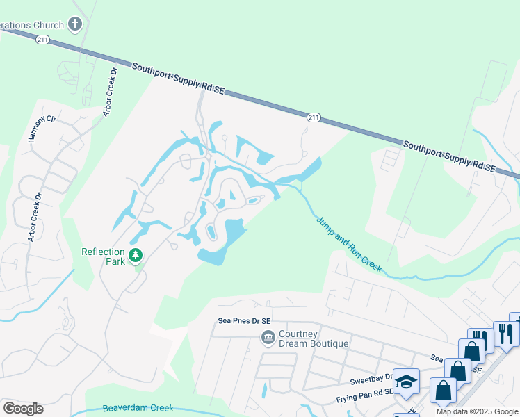 map of restaurants, bars, coffee shops, grocery stores, and more near Finley Court in Saint James