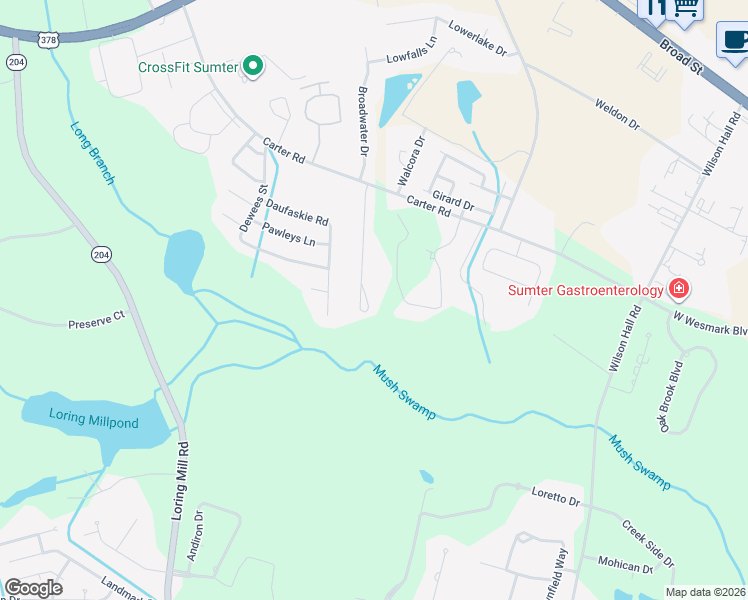 map of restaurants, bars, coffee shops, grocery stores, and more near 1115 Summit Drive in Sumter