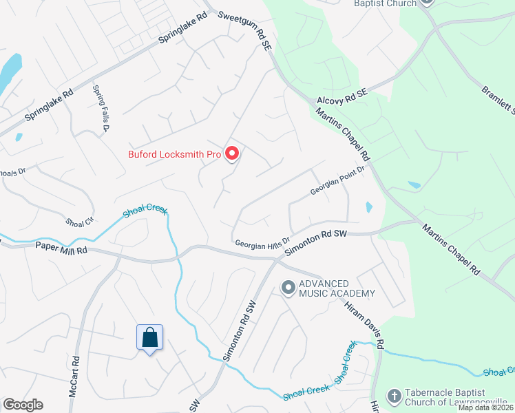 map of restaurants, bars, coffee shops, grocery stores, and more near 805 Georgian Hills Drive in Lawrenceville