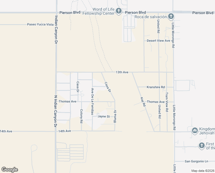 map of restaurants, bars, coffee shops, grocery stores, and more near Casa Drive in Desert Hot Springs