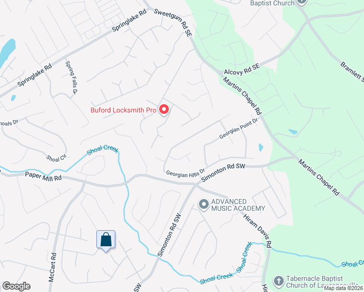 map of restaurants, bars, coffee shops, grocery stores, and more near 805 Georgian Hills Drive in Lawrenceville