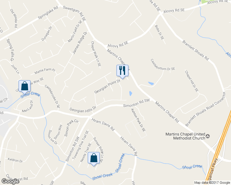 map of restaurants, bars, coffee shops, grocery stores, and more near 662 Jules Crest Court in Lawrenceville