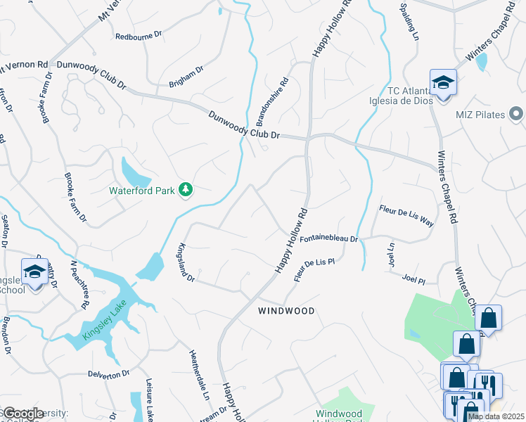 map of restaurants, bars, coffee shops, grocery stores, and more near 2539 Fontainebleau Drive in Atlanta