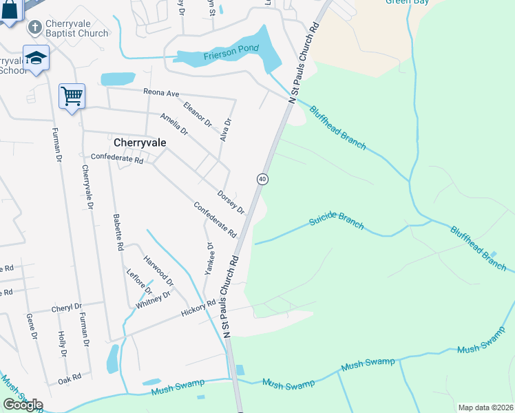map of restaurants, bars, coffee shops, grocery stores, and more near 1875 North Street Pauls Church Road in Sumter