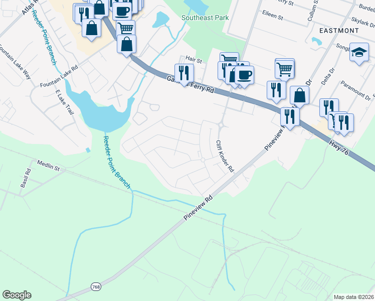 map of restaurants, bars, coffee shops, grocery stores, and more near 114 Holstein Lane in Columbia