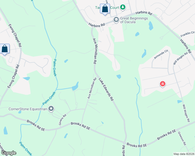 map of restaurants, bars, coffee shops, grocery stores, and more near 1498 Ace Mcmillian Road in Dacula