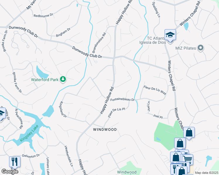 map of restaurants, bars, coffee shops, grocery stores, and more near 2615 Wood Hollow Drive in Doraville