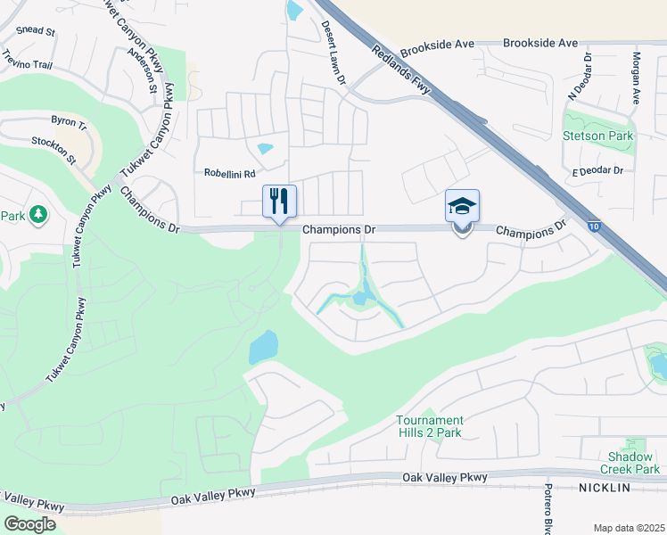 map of restaurants, bars, coffee shops, grocery stores, and more near 36119 Blue Hill Drive in Beaumont