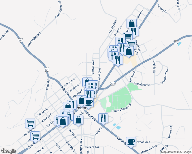 map of restaurants, bars, coffee shops, grocery stores, and more near 816 McCay Avenue in Oneonta