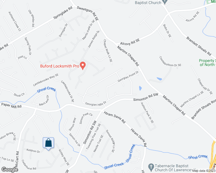 map of restaurants, bars, coffee shops, grocery stores, and more near 874 Georgian Point in Lawrenceville