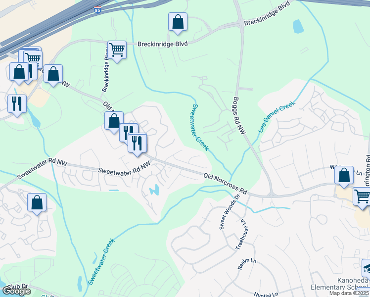 map of restaurants, bars, coffee shops, grocery stores, and more near 2795 Hartington Place in Duluth