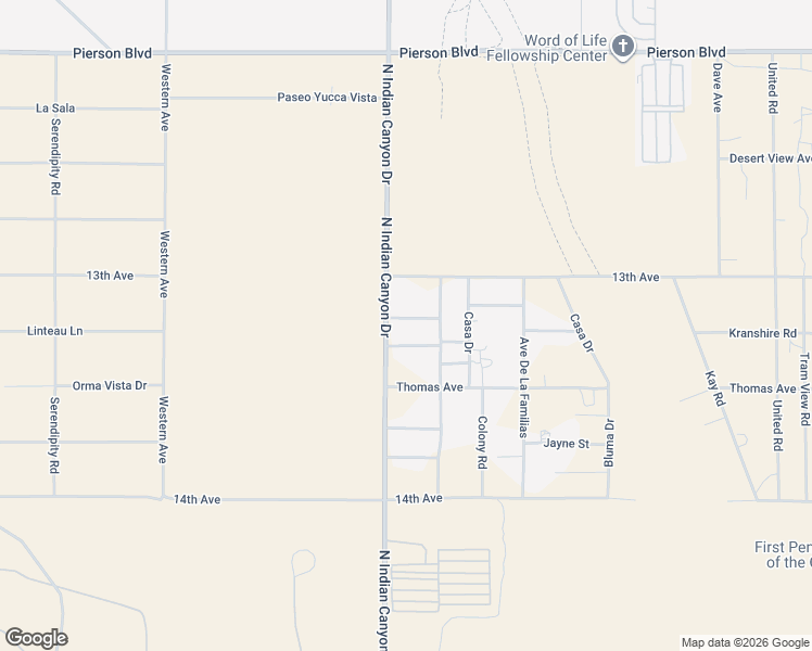 map of restaurants, bars, coffee shops, grocery stores, and more near 64061 Enchanted Drive in Desert Hot Springs