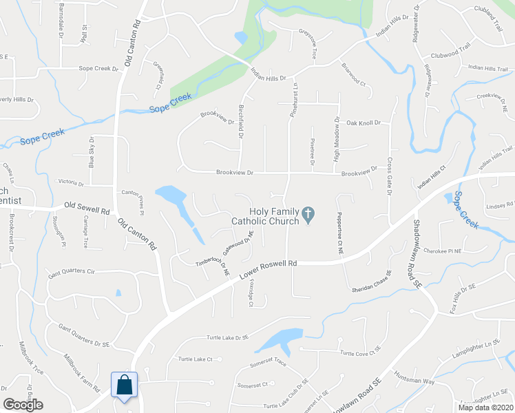 map of restaurants, bars, coffee shops, grocery stores, and more near 72 Gatewood Drive Northeast in Marietta