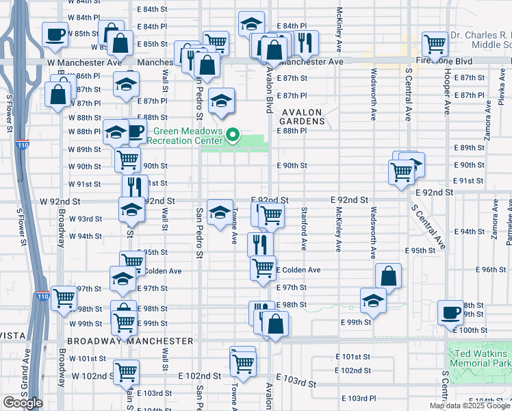 map of restaurants, bars, coffee shops, grocery stores, and more near 4527 Rodeo Lane in Los Angeles