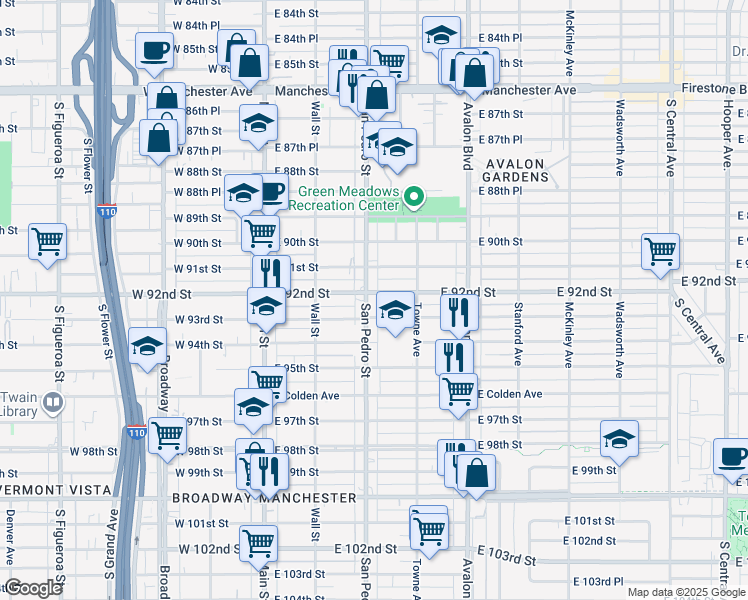 map of restaurants, bars, coffee shops, grocery stores, and more near in Los Angeles