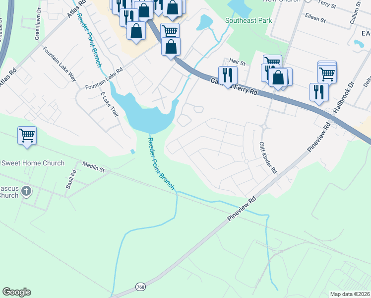 map of restaurants, bars, coffee shops, grocery stores, and more near 209 Council Loop in Columbia