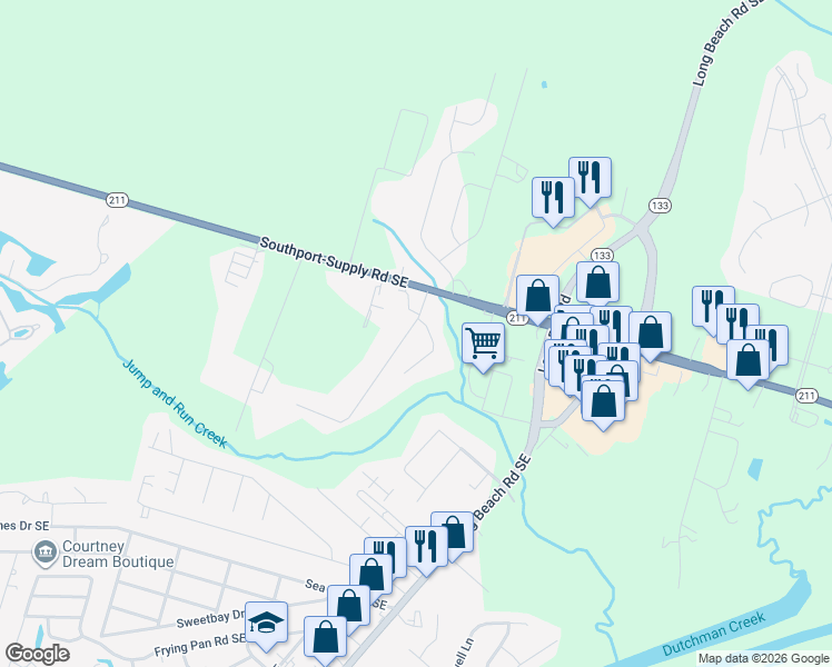 map of restaurants, bars, coffee shops, grocery stores, and more near 4779 Trace Ct in Southport