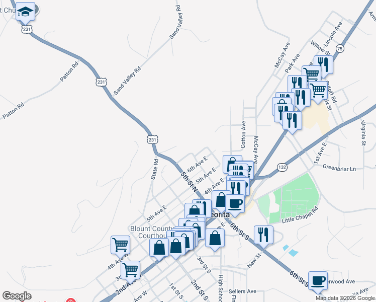 map of restaurants, bars, coffee shops, grocery stores, and more near 512 7th Avenue East in Oneonta