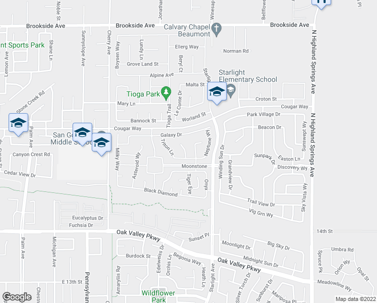 map of restaurants, bars, coffee shops, grocery stores, and more near 1461 White Dwarf Drive in Beaumont