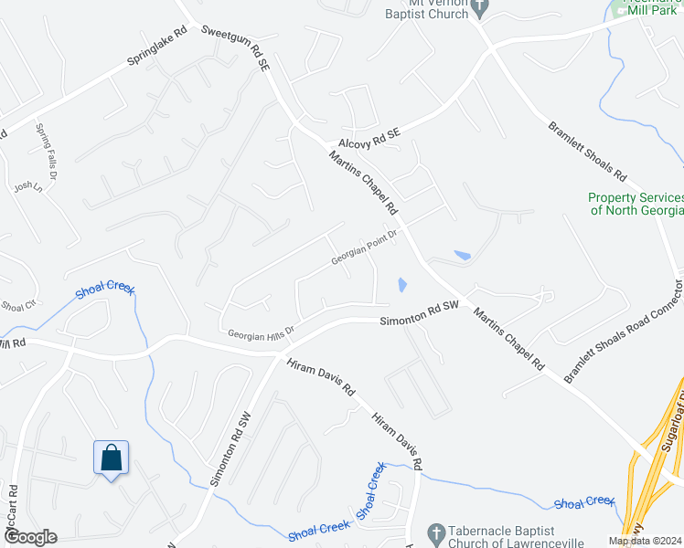 map of restaurants, bars, coffee shops, grocery stores, and more near 647 Jules Crest Court in Lawrenceville