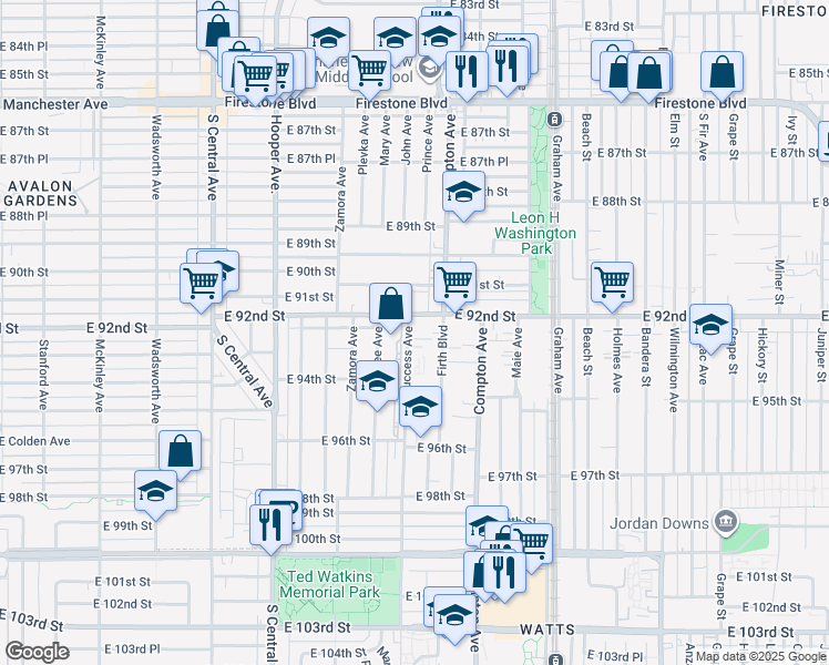 map of restaurants, bars, coffee shops, grocery stores, and more near 7964 Melrose Avenue in Los Angeles
