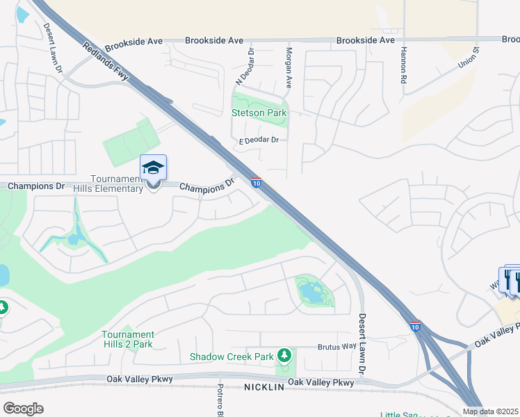 map of restaurants, bars, coffee shops, grocery stores, and more near 37239 Winged Foot Road in Beaumont