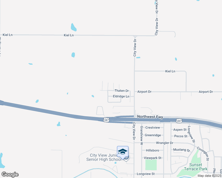 map of restaurants, bars, coffee shops, grocery stores, and more near 54 Thaten Drive in Wichita Falls
