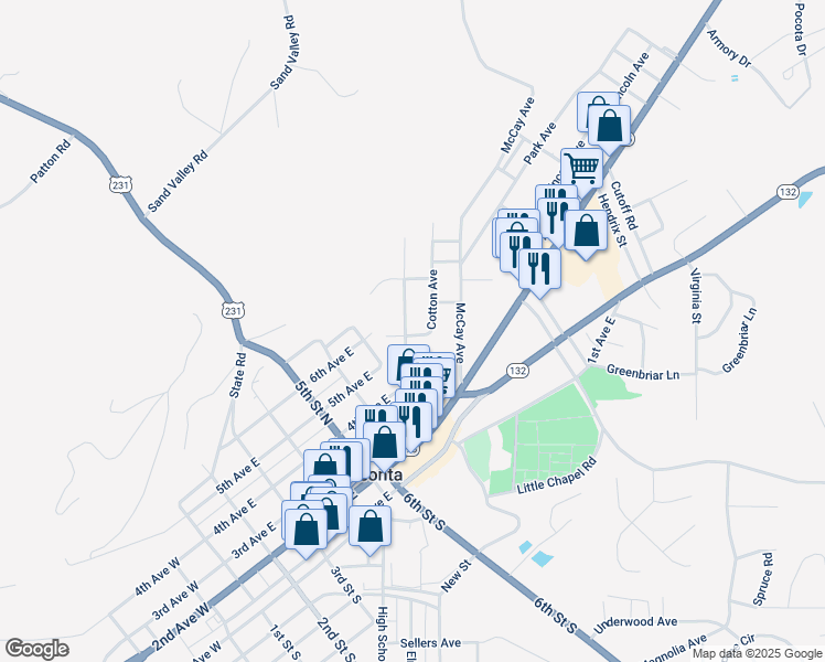 map of restaurants, bars, coffee shops, grocery stores, and more near 816 McCay Avenue in Oneonta